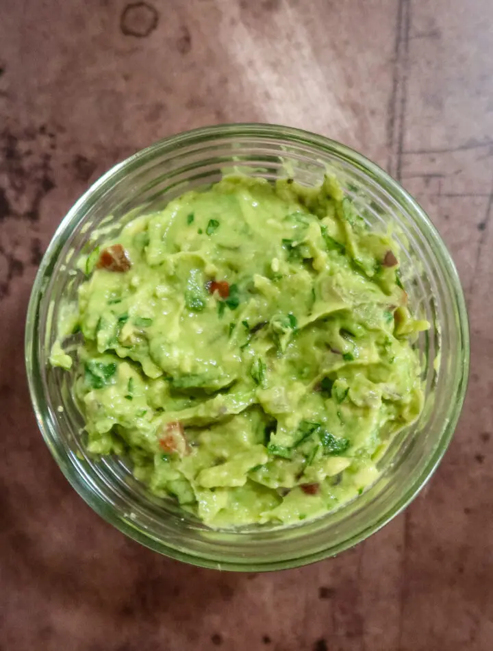 A bowl of freshly made guacamole.