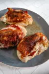 boneless chicken breasts with skin stuffed with capicola and provolone