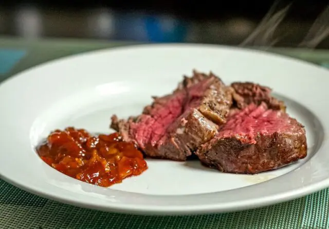 henry bain sauce alongside roast beef tenderloin