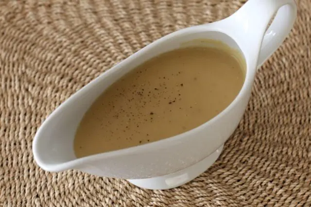 turkey gravy in a gravy boat