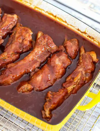 pork spareribs in a baking pan