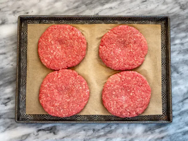 Butter burger prep: shaping the burger patties.