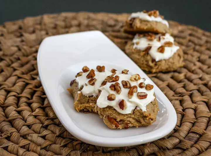 iced applesauce cookies with pecans