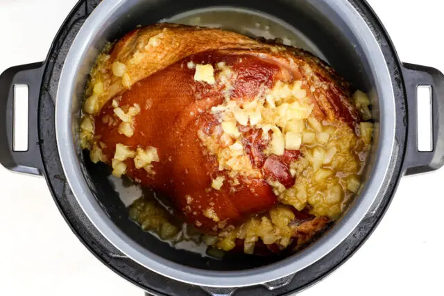 Ham and pineapple mixture in the Instant pot.