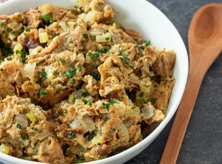 instant pot bread dressing with challah and herbs