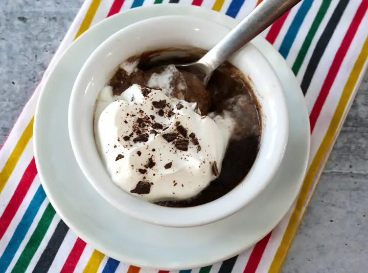 instant pot chocolate pot de crème in a ramekin