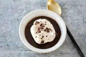 instant pot pots de creme with a dollop of whipped cream