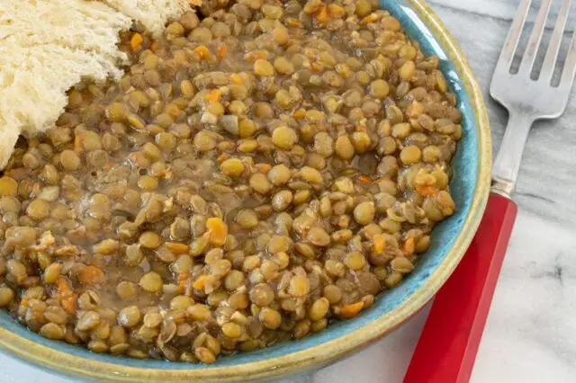 Cooked Instant Pot green lentils.