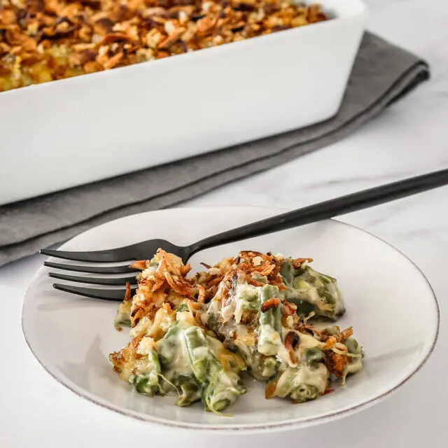 Green bean casserole on a plate