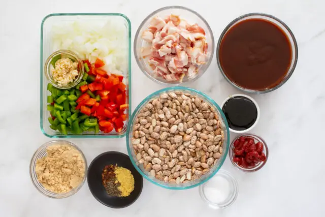 Ingredients for a recipe of Instant Pot pinto beans, from Classic-Recipes.com.