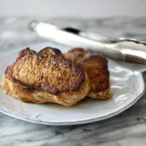 instant pot pork chops on a plate