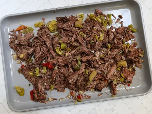 slow cooker shredded Italian beef