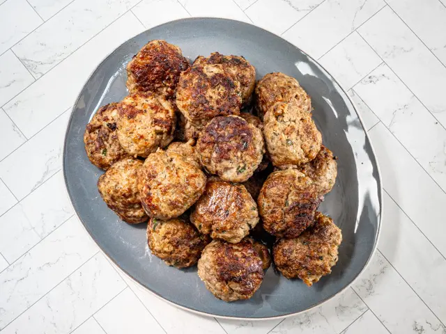 Meatballs on serving plate