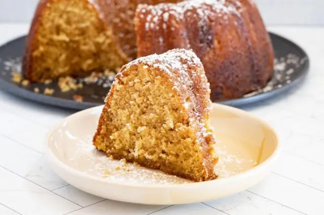 sliced kentucky butter cake showing the moist interior