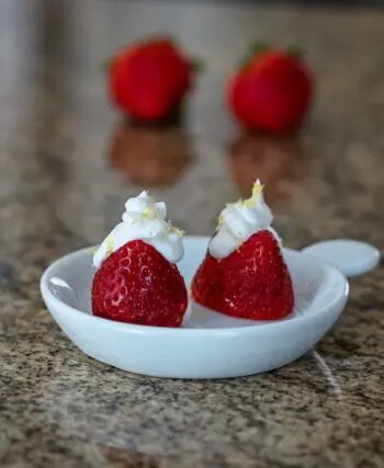 Lemon and cream cheese filled strawberries.