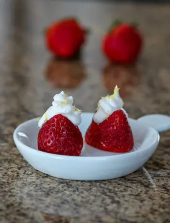 Lemon and cream cheese filled strawberries.