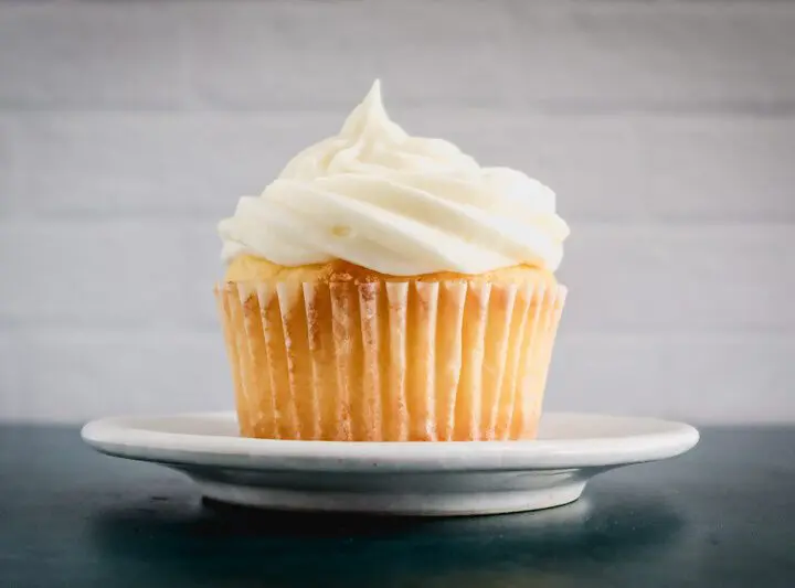 lemon cupcake on a small plate