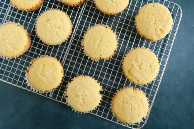 lemon cupcakes on the cooling rack