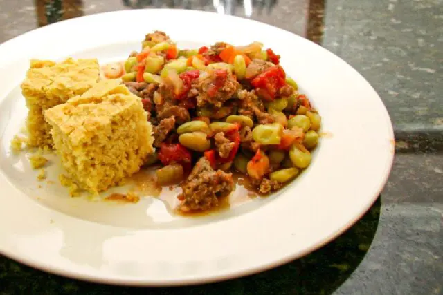 lima bean casserole with sausage and tomatoes