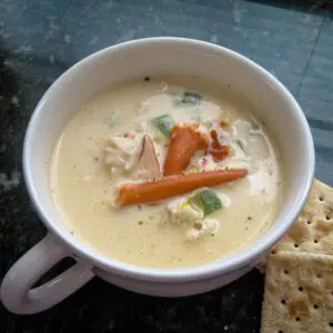 a cup of lobster stew