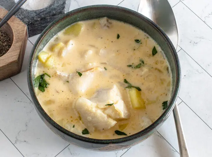 A big bowl of haddock chowder.