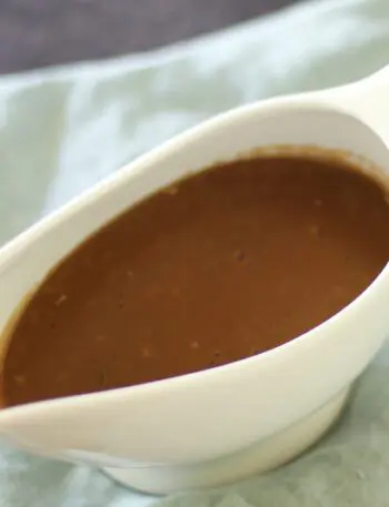 marchand de vin sauce in a gravy boat