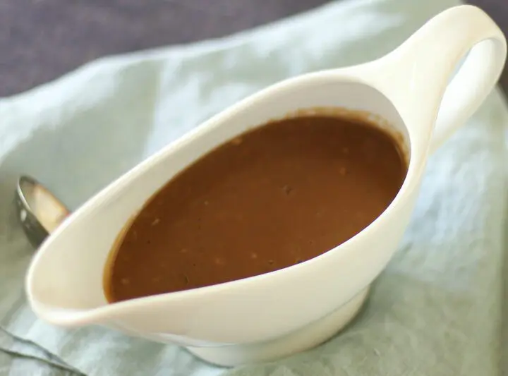 marchand de vin sauce in a gravy boat