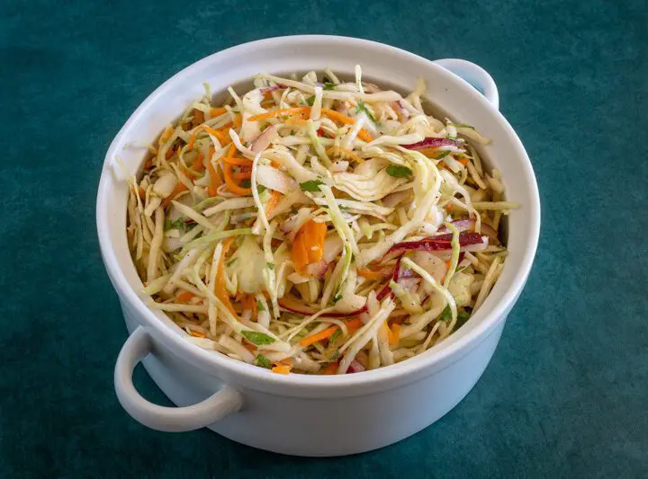 A bowl of mexican coleslaw