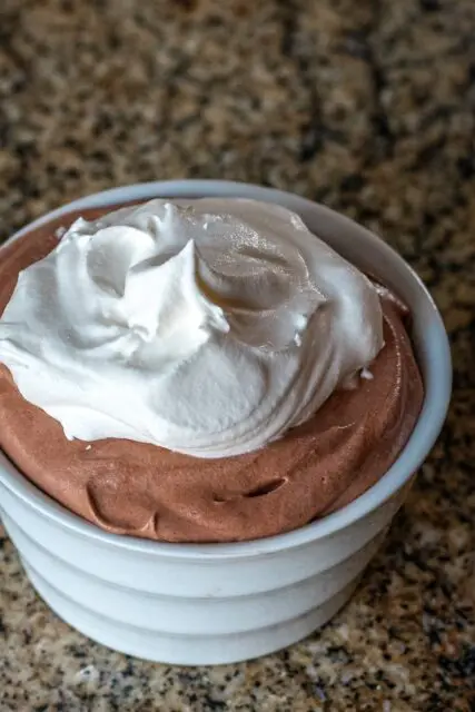 mocha mousse dessert in a small bowl