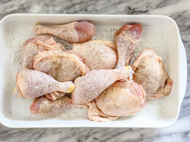 prep the chicken with salt and pepper