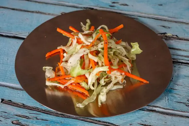 a serving of north carolina coleslaw on a small plate