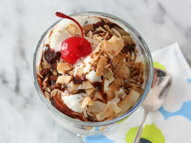 Dish of no churn ice cream with toppings