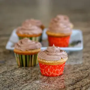 Nutella frosting shown on cupcakes.