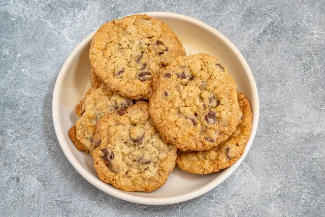 oatmeal chocolate chip cookies on a plate