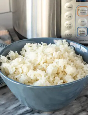 a bowl of rice cooked in the instant pot