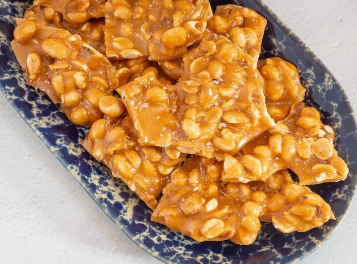 freshly made homemade peanut brittle