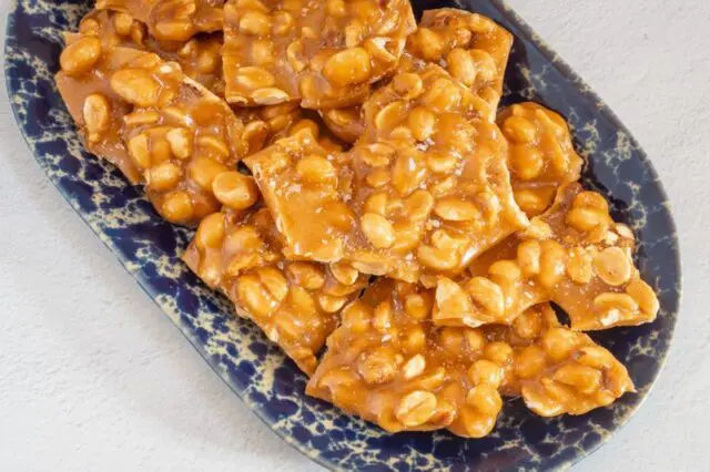 freshly made homemade peanut brittle