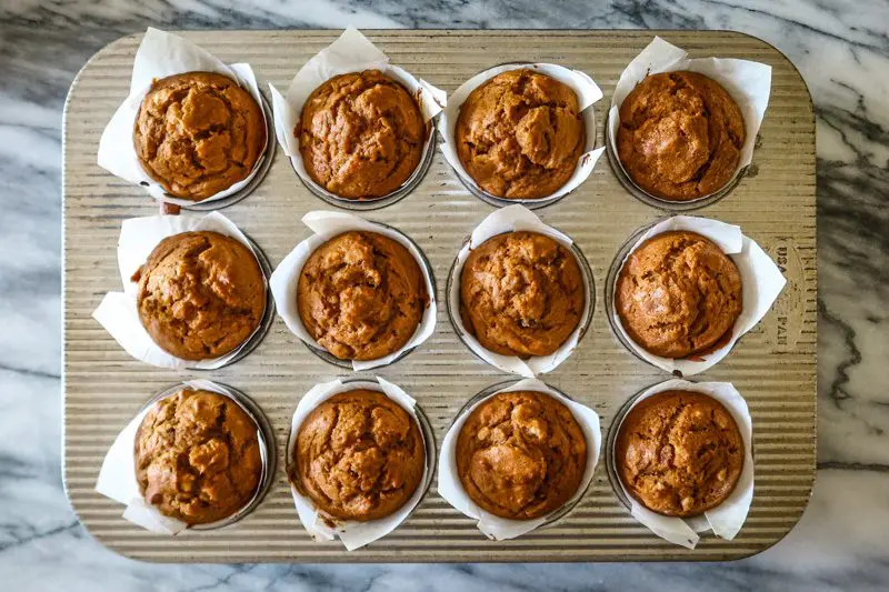 pumpkin muffins in the muffin tin