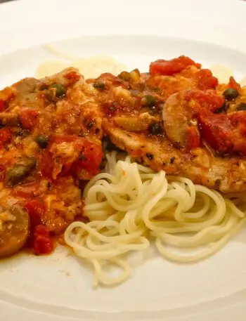 pork cutlets on angel hair pasta