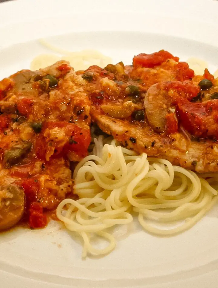 pork cutlets on angel hair pasta