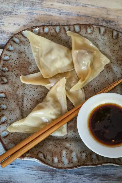 simple pork dumplings with dipping sauce