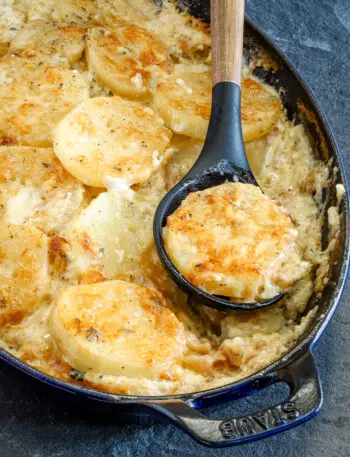 Closeup of potato gratin.