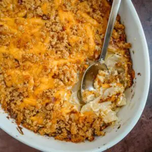 au gratin potatoes in the baking dish