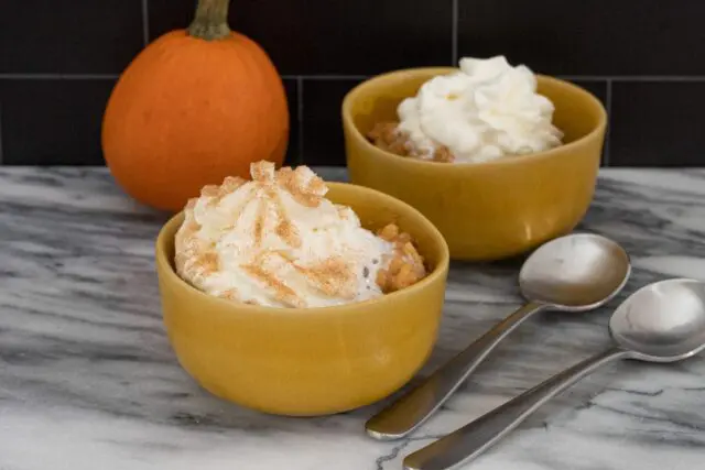 pumpkin rice pudding in dessert dishes