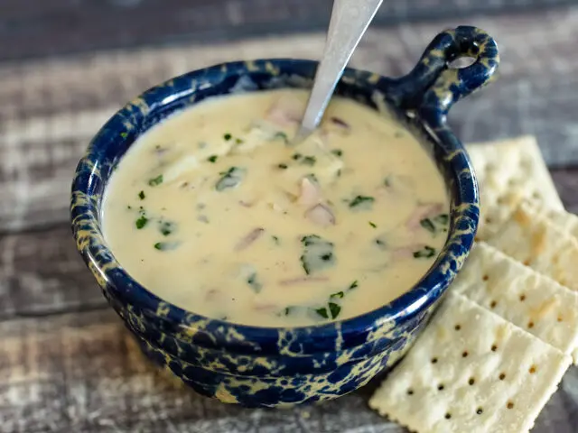 potato soup in a bowl