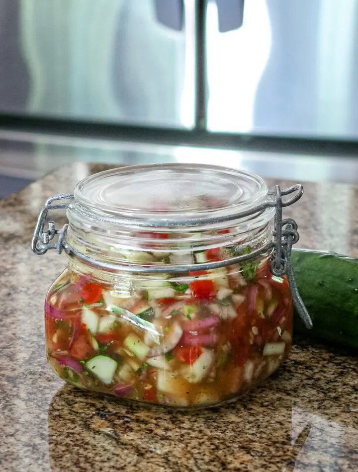 quick relish with cucumbers and tomatoes