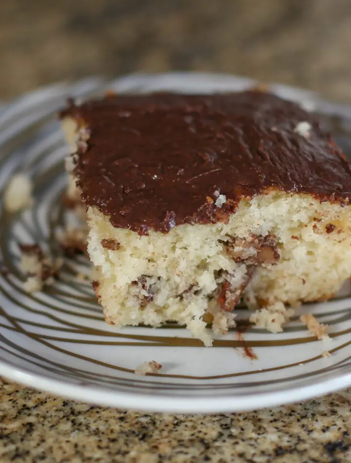 A quick vanilla cake on a plate, perfect for snacking!