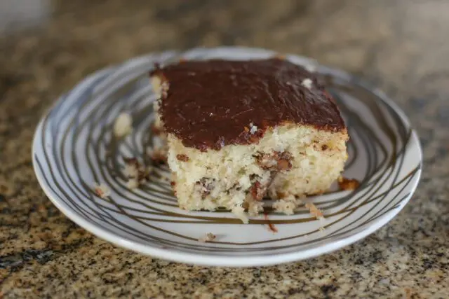 A quick vanilla cake on a plate, perfect for snacking!