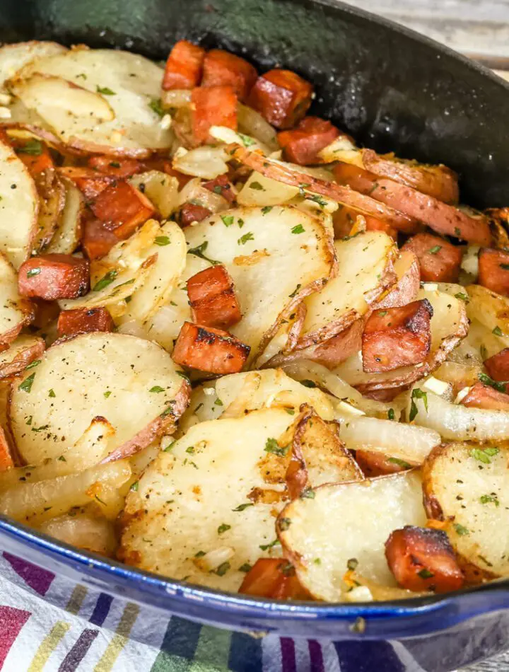 roasted potatoes with ham