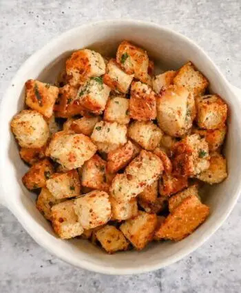 seasoned homemade croutons in a bowl